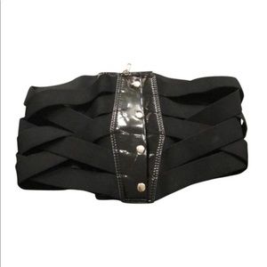Bebe black patent corset belt